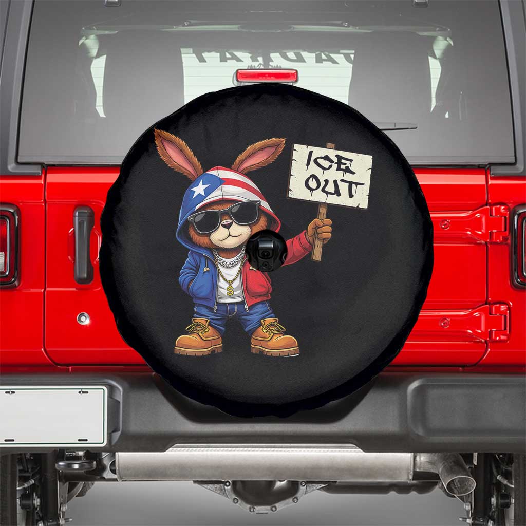 Bunny Ice Out Spare Tire Cover Protest Equality Puerto Rican Flag Hoodie TS10 Black Print Your Wear
