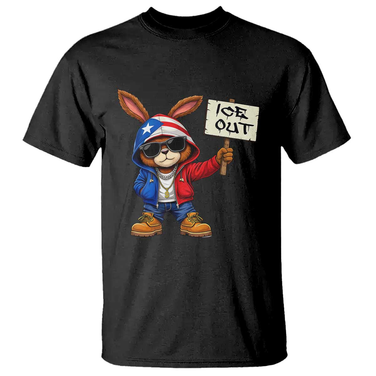 Bunny Ice Out T Shirt Protest Equality Puerto Rican Flag Hoodie TS10 Black Print Your Wear