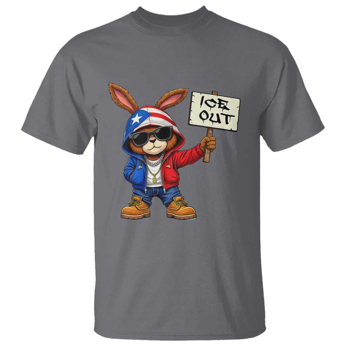 Bunny Ice Out T Shirt Protest Equality Puerto Rican Flag Hoodie TS10 Charcoal Print Your Wear