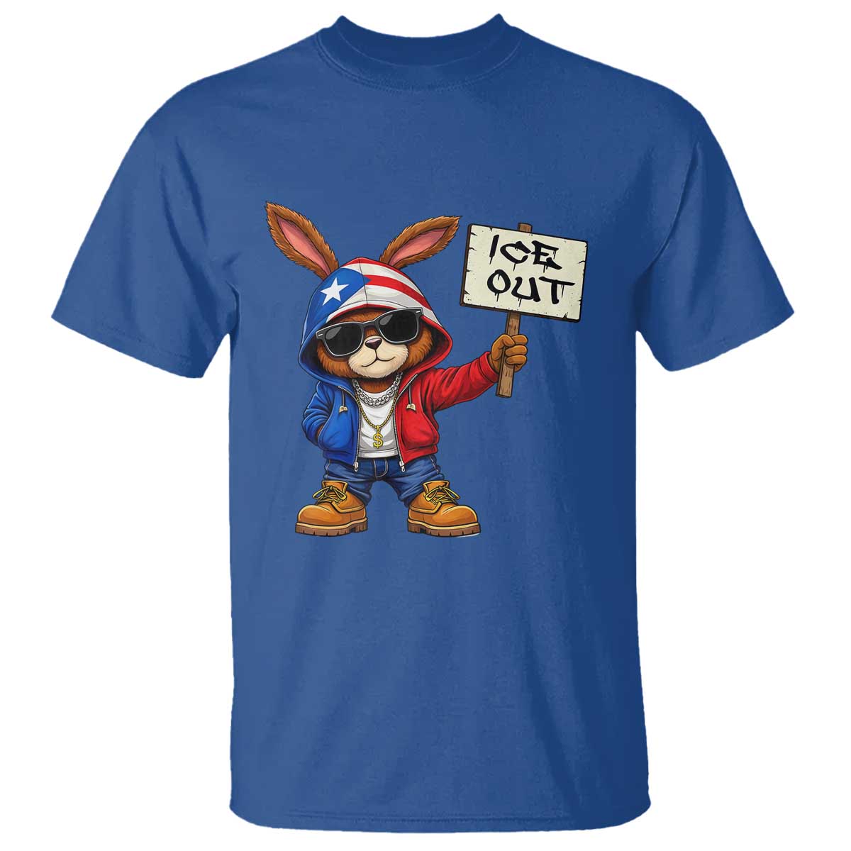 Bunny Ice Out T Shirt Protest Equality Puerto Rican Flag Hoodie TS10 Royal Blue Print Your Wear