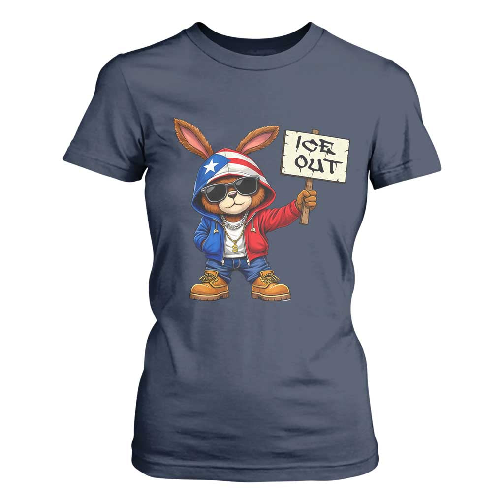Bunny Ice Out T Shirt For Women Protest Equality Puerto Rican Flag Hoodie TS10 Navy Print Your Wear