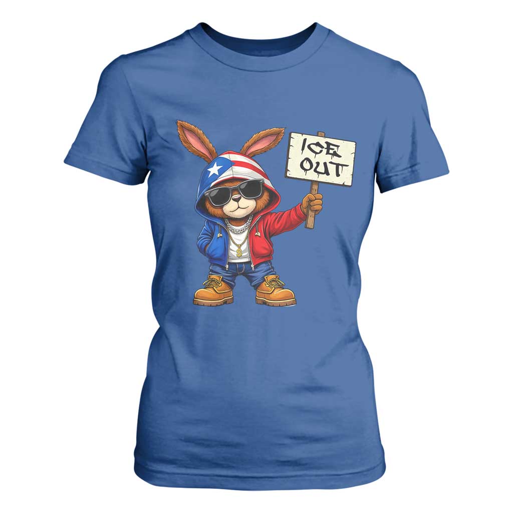 Bunny Ice Out T Shirt For Women Protest Equality Puerto Rican Flag Hoodie TS10 Royal Blue Print Your Wear