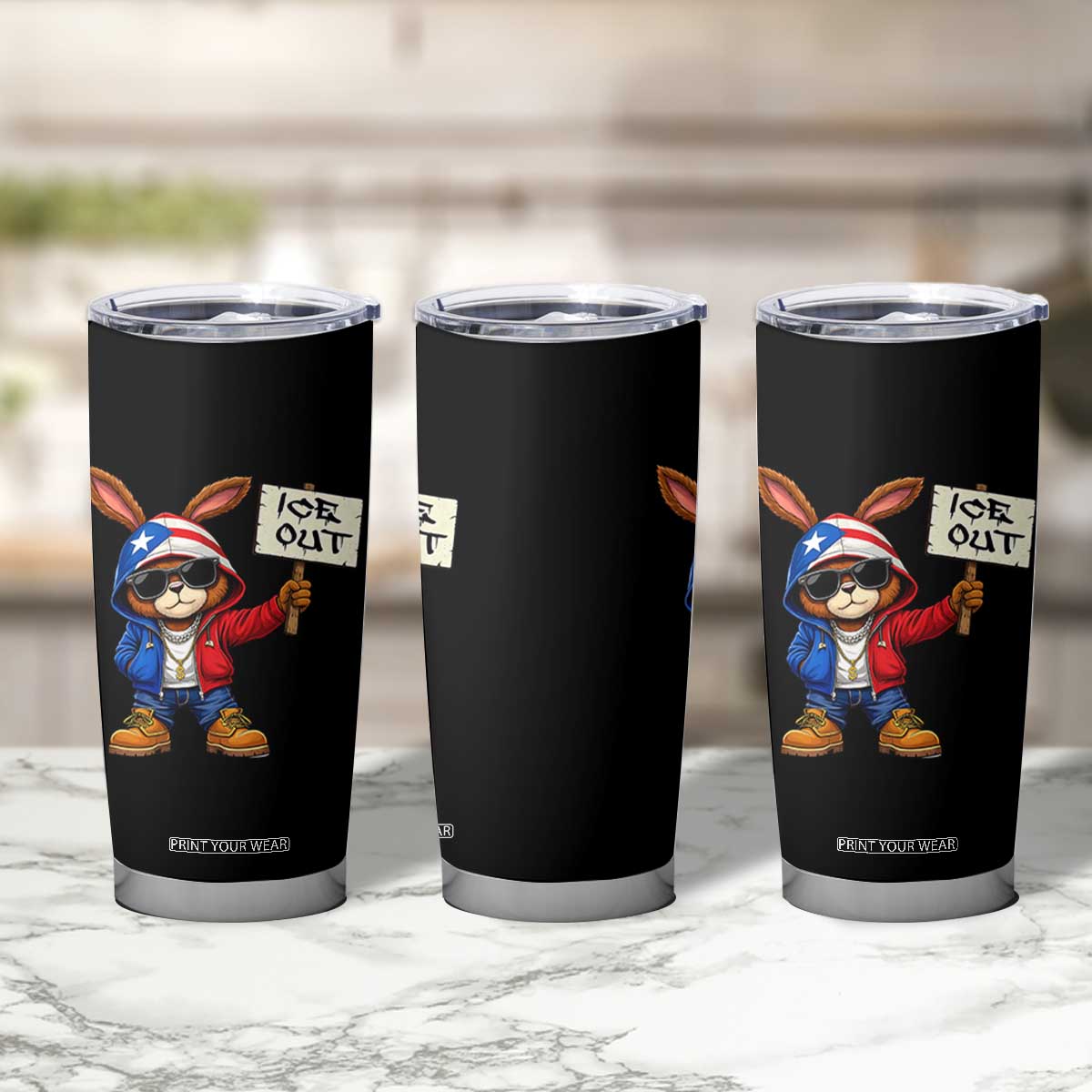 Bunny Ice Out Tumbler Cup Protest Equality Puerto Rican Flag Hoodie TS10 Print Your Wear