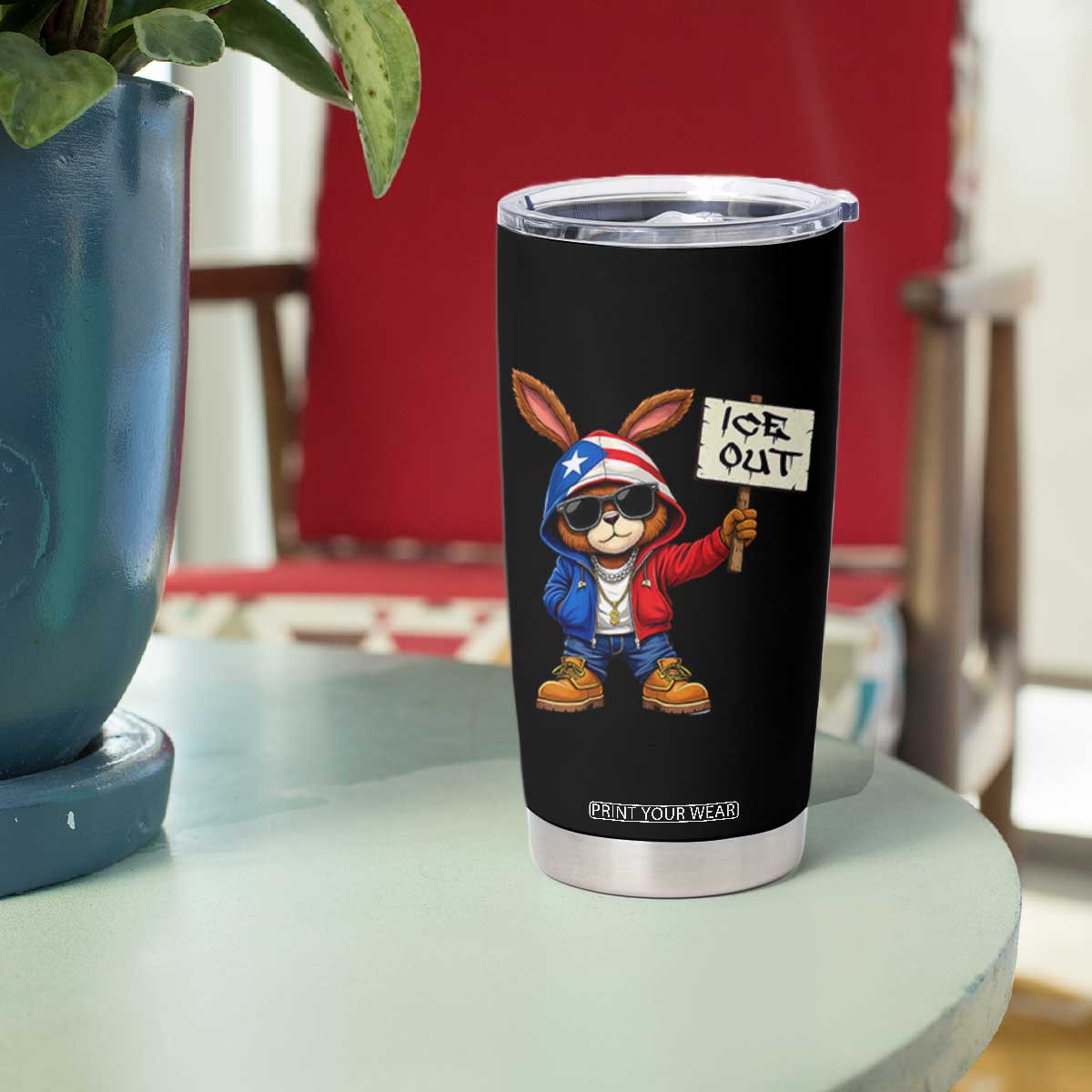 Bunny Ice Out Tumbler Cup Protest Equality Puerto Rican Flag Hoodie TS10 Print Your Wear