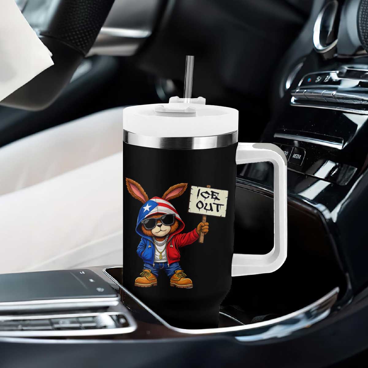 Bunny Ice Out Tumbler With Handle Protest Equality Puerto Rican Flag Hoodie TS10 Print Your Wear