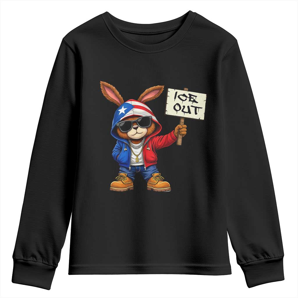 Bunny Ice Out Youth Sweatshirt Protest Equality Puerto Rican Flag Hoodie TS10 Black Print Your Wear