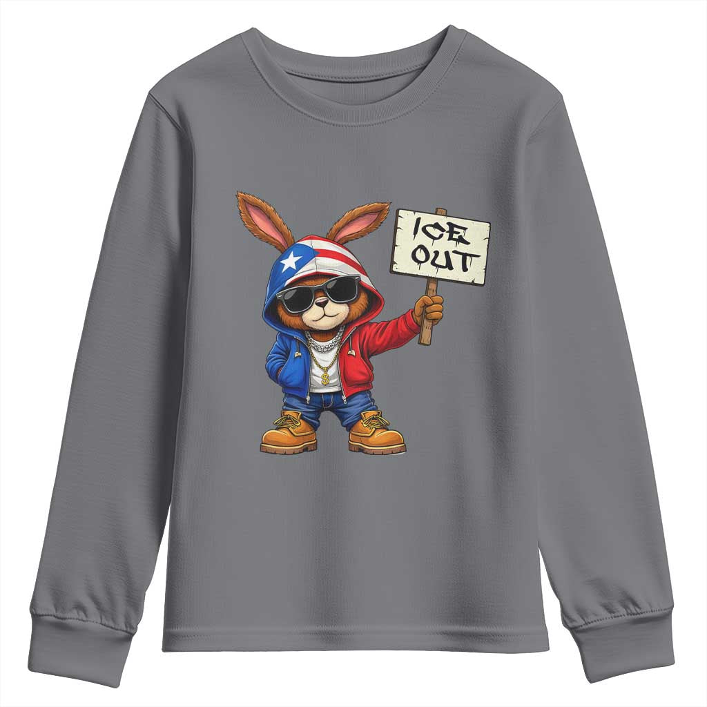 Bunny Ice Out Youth Sweatshirt Protest Equality Puerto Rican Flag Hoodie TS10 Charcoal Print Your Wear