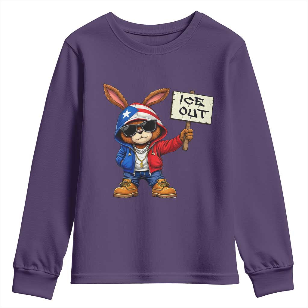 Bunny Ice Out Youth Sweatshirt Protest Equality Puerto Rican Flag Hoodie TS10 Purple Print Your Wear