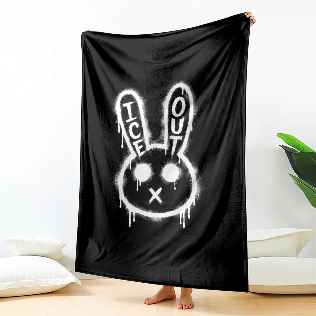 Cool Bunny Ice Out Throw Blanket Graffiti Style Rabbit FDT Anti Immigration Enforcement TS10 Print Your Wear