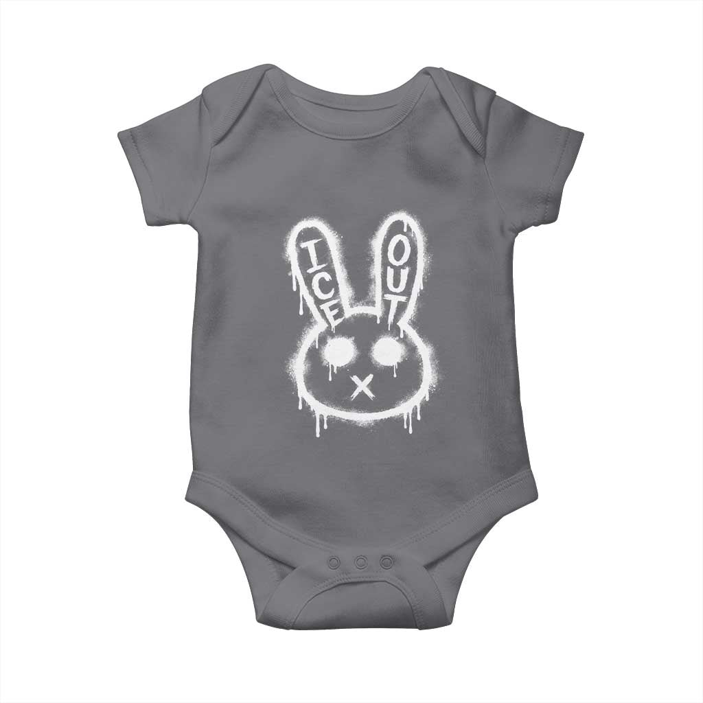 Cool Bunny Ice Out Baby Onesie Graffiti Style Rabbit FDT Anti Immigration Enforcement TS10 Charcoal Print Your Wear