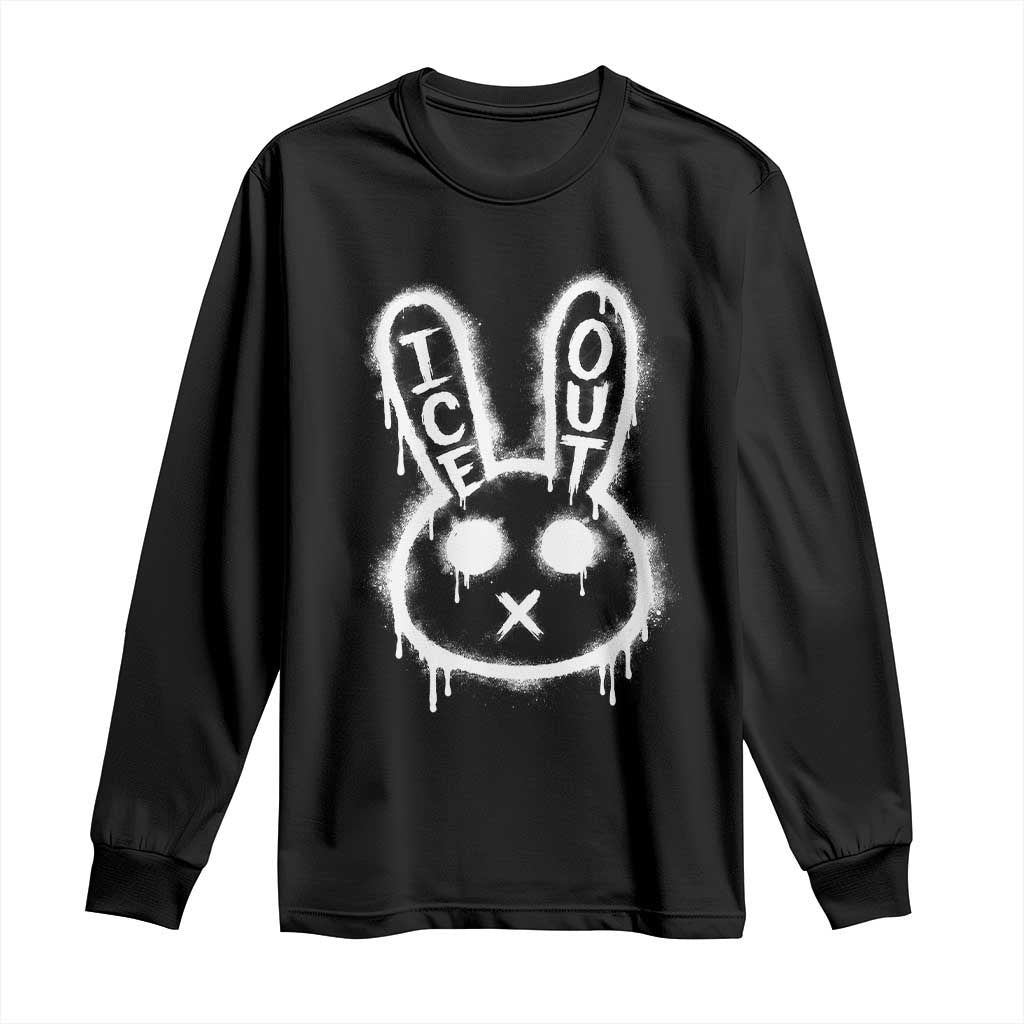 Cool Bunny Ice Out Long Sleeve Shirt Graffiti Style Rabbit FDT Anti Immigration Enforcement TS10 Black Print Your Wear