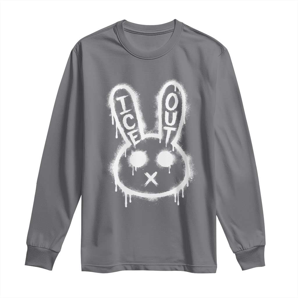 Cool Bunny Ice Out Long Sleeve Shirt Graffiti Style Rabbit FDT Anti Immigration Enforcement TS10 Charcoal Print Your Wear