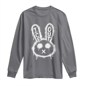 Cool Bunny Ice Out Long Sleeve Shirt Graffiti Style Rabbit FDT Anti Immigration Enforcement TS10 Charcoal Print Your Wear