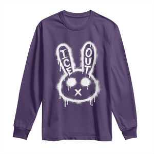 Cool Bunny Ice Out Long Sleeve Shirt Graffiti Style Rabbit FDT Anti Immigration Enforcement TS10 Purple Print Your Wear