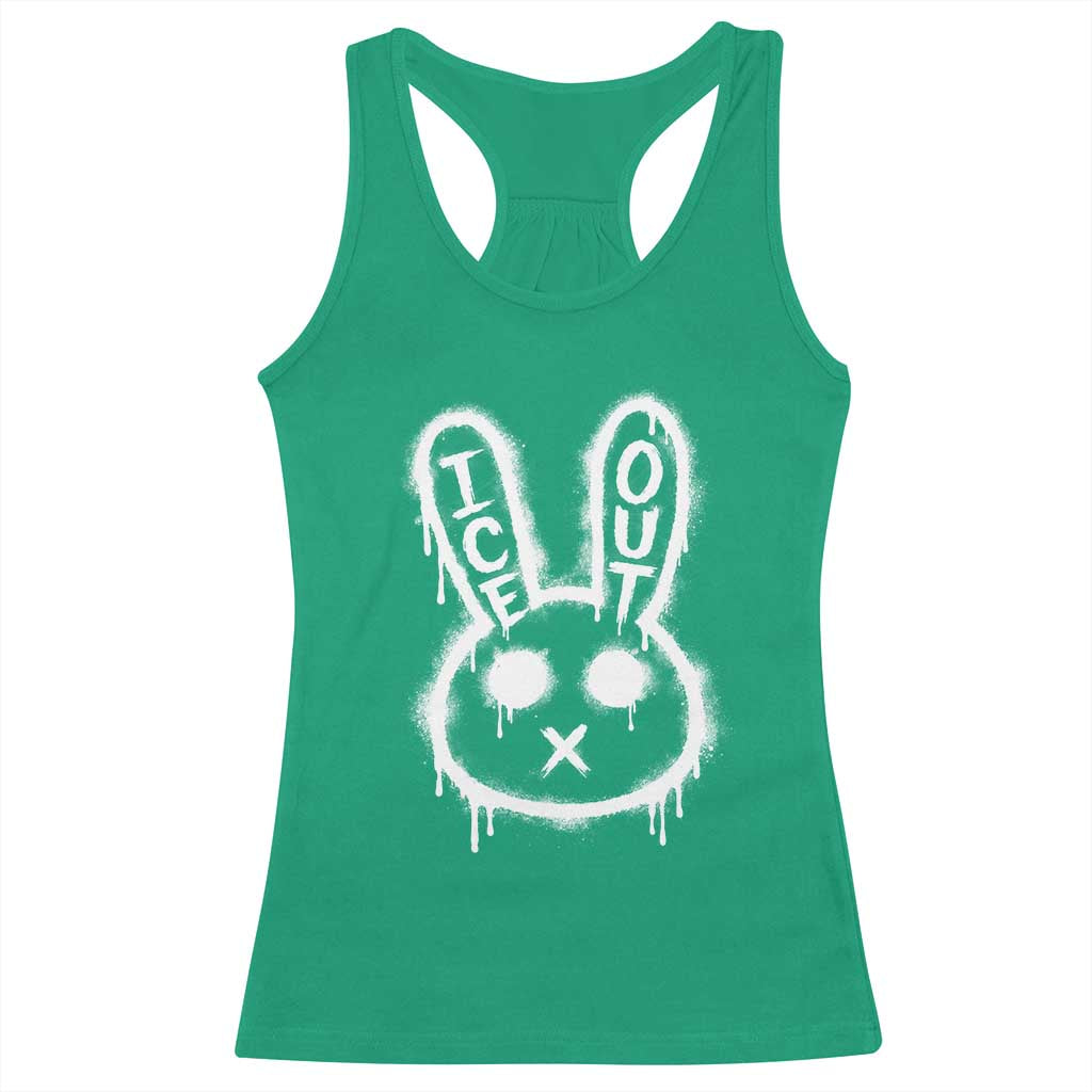 Cool Bunny Ice Out Racerback Tank Top Graffiti Style Rabbit FDT Anti Immigration Enforcement TS10 Irish Green Print Your Wear
