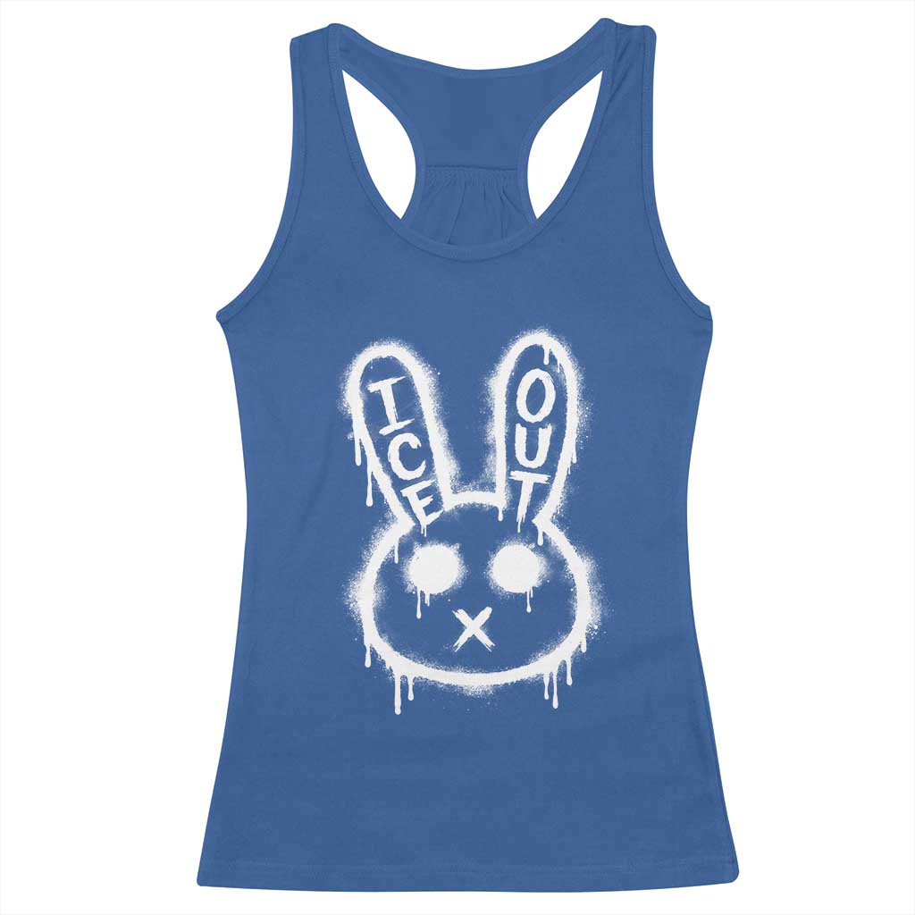 Cool Bunny Ice Out Racerback Tank Top Graffiti Style Rabbit FDT Anti Immigration Enforcement TS10 Royal Blue Print Your Wear