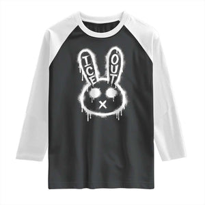 Cool Bunny Ice Out Raglan Shirt Graffiti Style Rabbit FDT Anti Immigration Enforcement TS10 Black White Print Your Wear