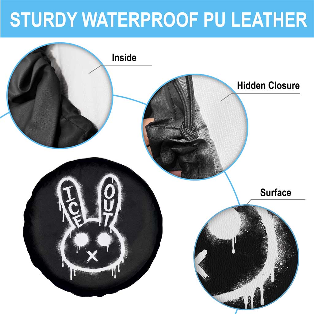 Cool Bunny Ice Out Spare Tire Cover Graffiti Style Rabbit FDT Anti Immigration Enforcement TS10 Print Your Wear
