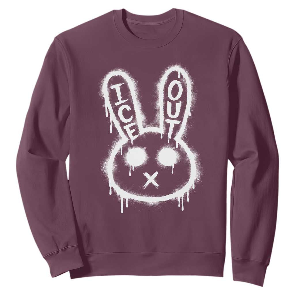Cool Bunny Ice Out Sweatshirt Graffiti Style Rabbit FDT Anti Immigration Enforcement TS10 Maroon Print Your Wear