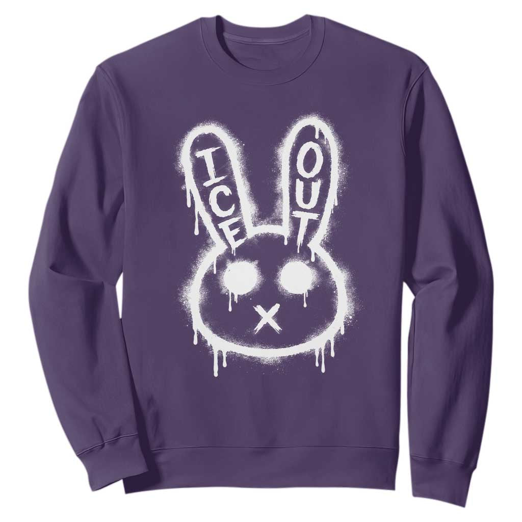 Cool Bunny Ice Out Sweatshirt Graffiti Style Rabbit FDT Anti Immigration Enforcement TS10 Purple Print Your Wear