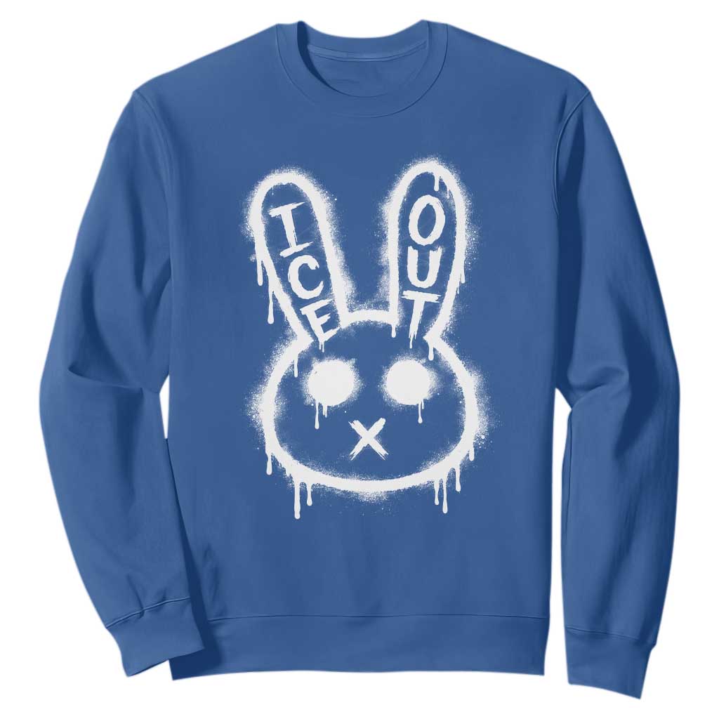 Cool Bunny Ice Out Sweatshirt Graffiti Style Rabbit FDT Anti Immigration Enforcement TS10 Royal Blue Print Your Wear