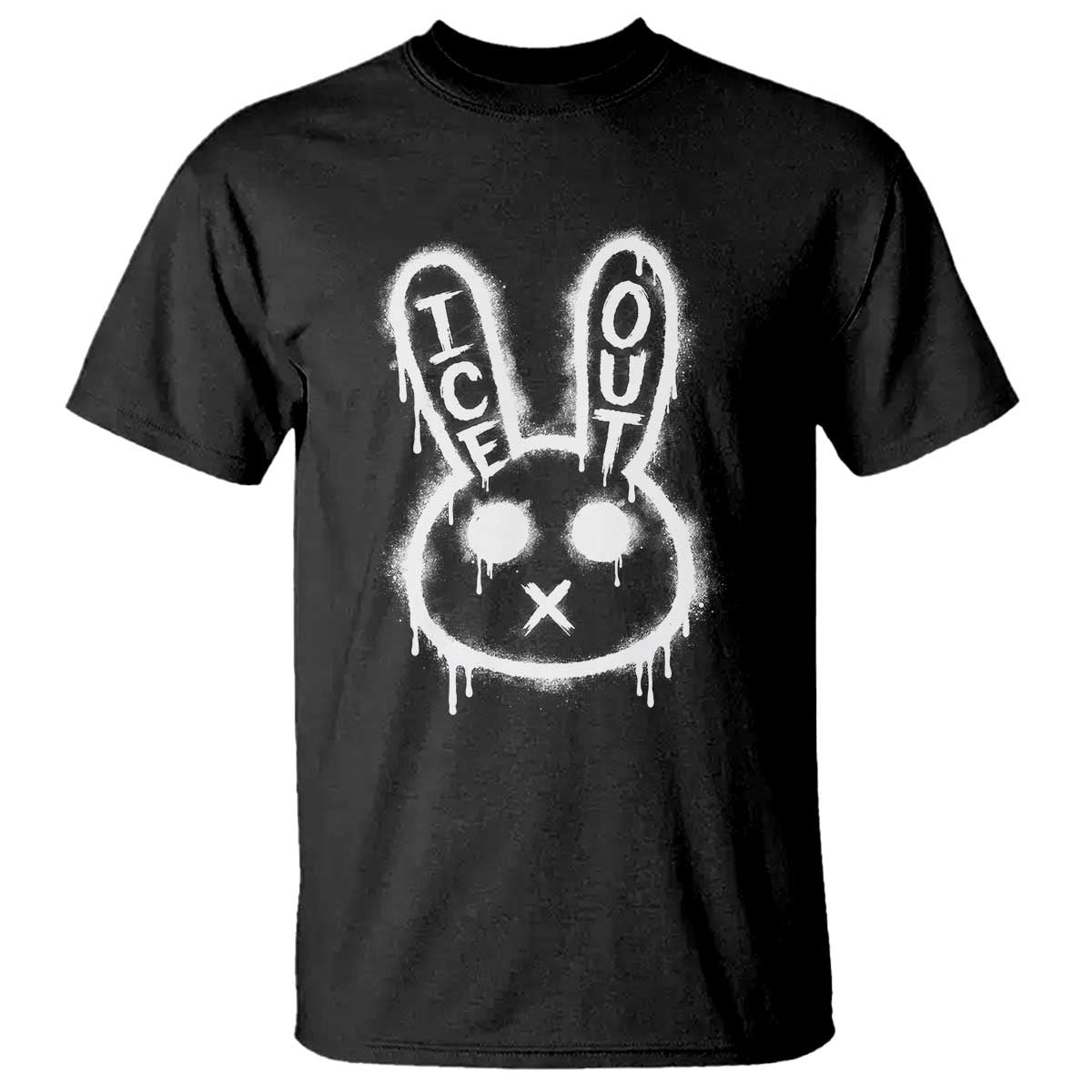 Cool Bunny Ice Out T Shirt Graffiti Style Rabbit FDT Anti Immigration Enforcement TS10 Black Print Your Wear