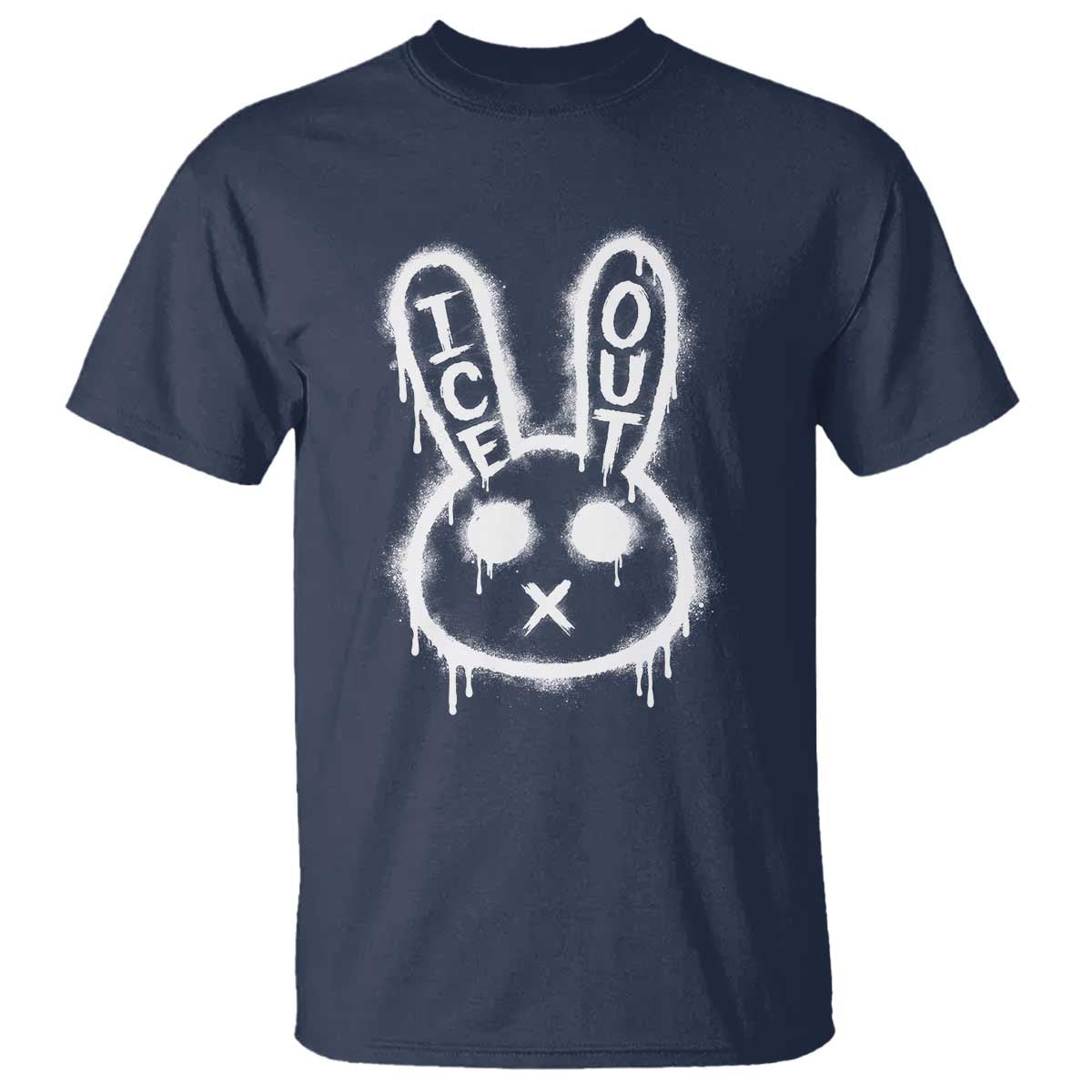 Cool Bunny Ice Out T Shirt Graffiti Style Rabbit FDT Anti Immigration Enforcement TS10 Navy Print Your Wear