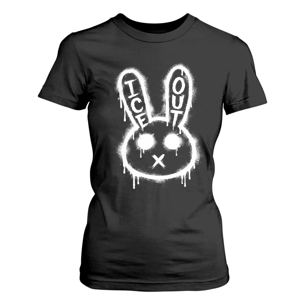 Cool Bunny Ice Out T Shirt For Women Graffiti Style Rabbit FDT Anti Immigration Enforcement TS10 Black Print Your Wear