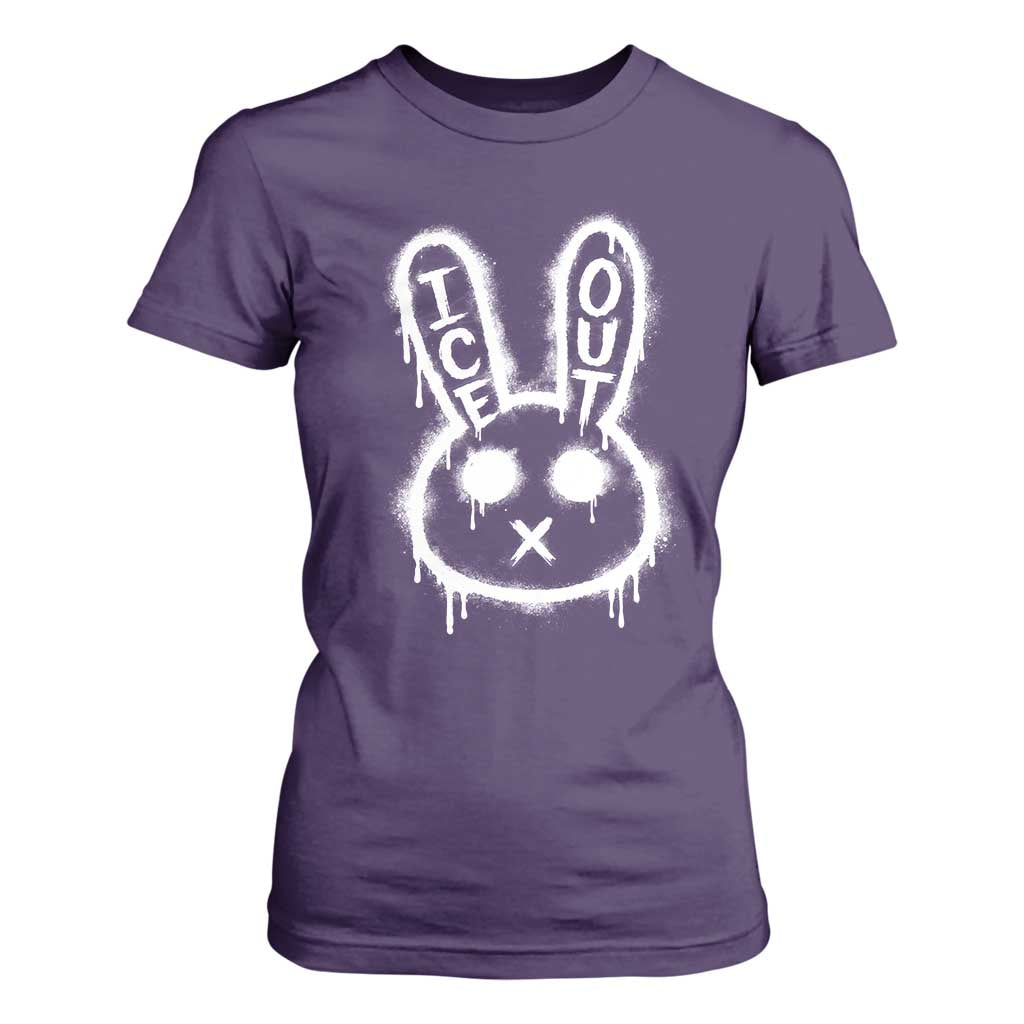 Cool Bunny Ice Out T Shirt For Women Graffiti Style Rabbit FDT Anti Immigration Enforcement TS10 Purple Print Your Wear