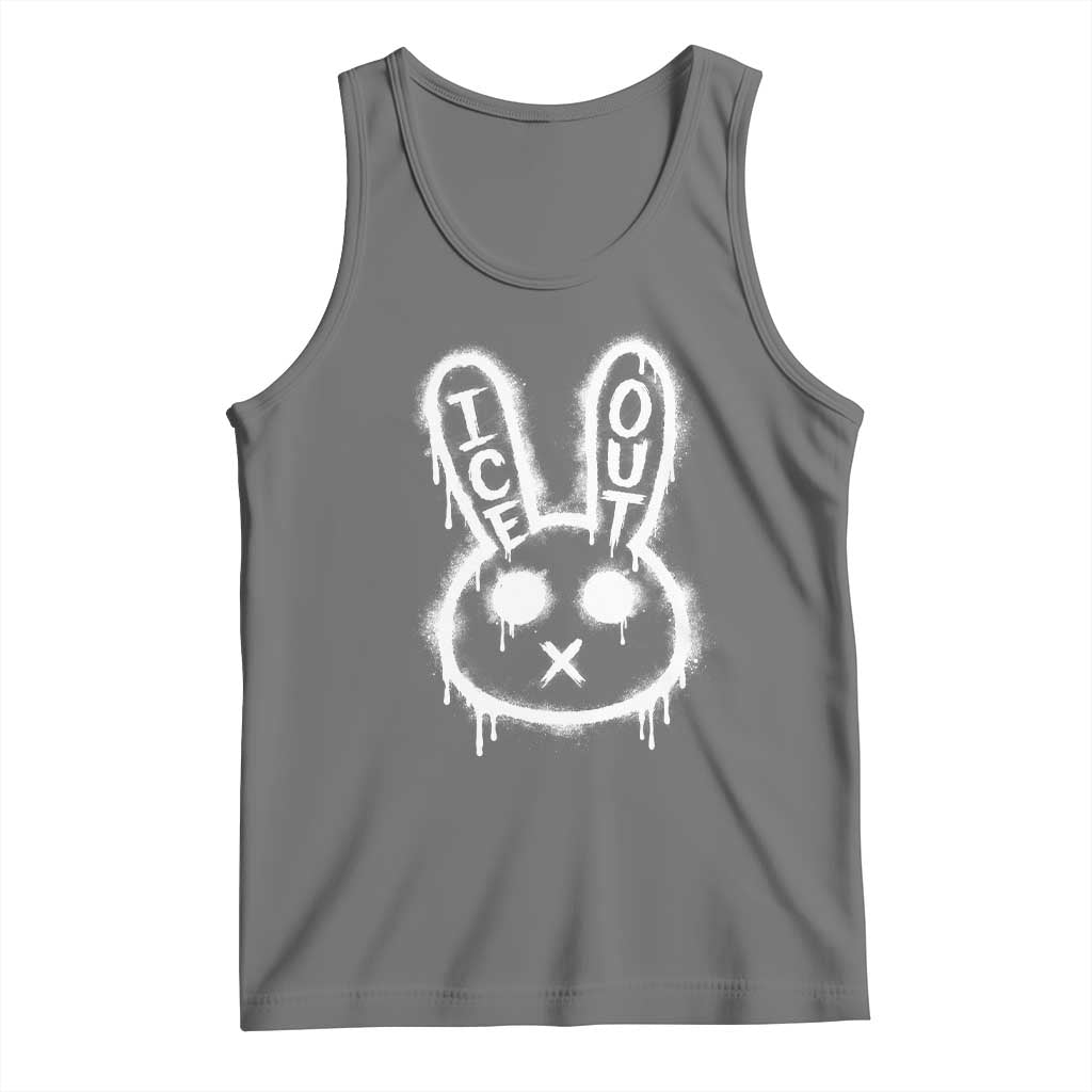 Cool Bunny Ice Out Tank Top Graffiti Style Rabbit FDT Anti Immigration Enforcement TS10 Black Heather Print Your Wear