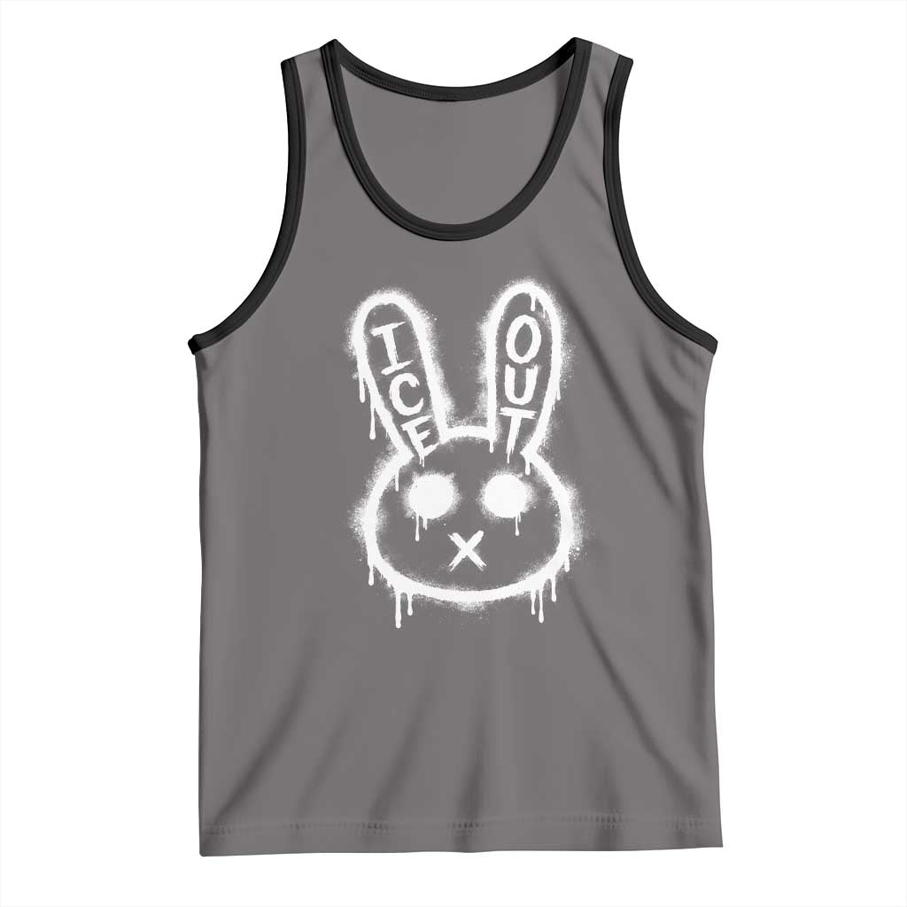 Cool Bunny Ice Out Tank Top Graffiti Style Rabbit FDT Anti Immigration Enforcement TS10 Deep Heather Black Print Your Wear