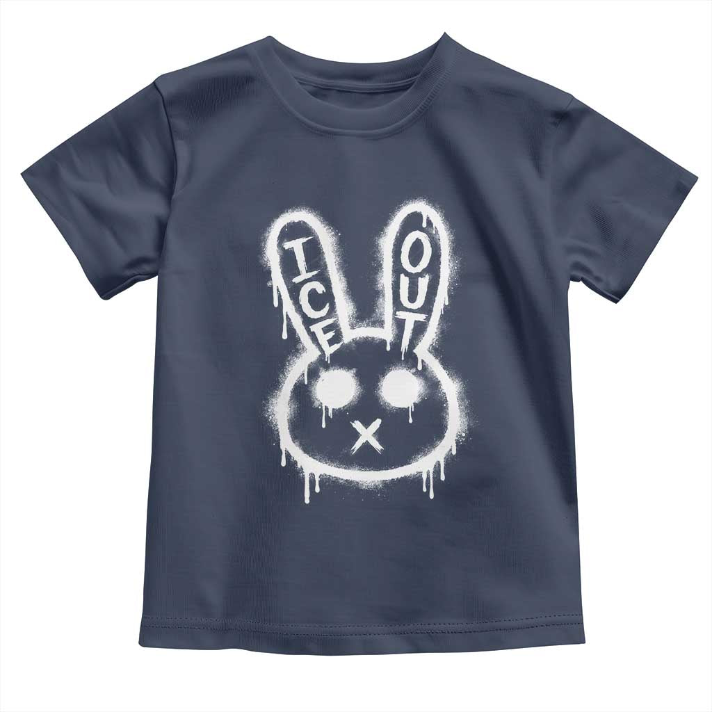 Cool Bunny Ice Out Toddler T Shirt Graffiti Style Rabbit FDT Anti Immigration Enforcement TS10 Navy Print Your Wear
