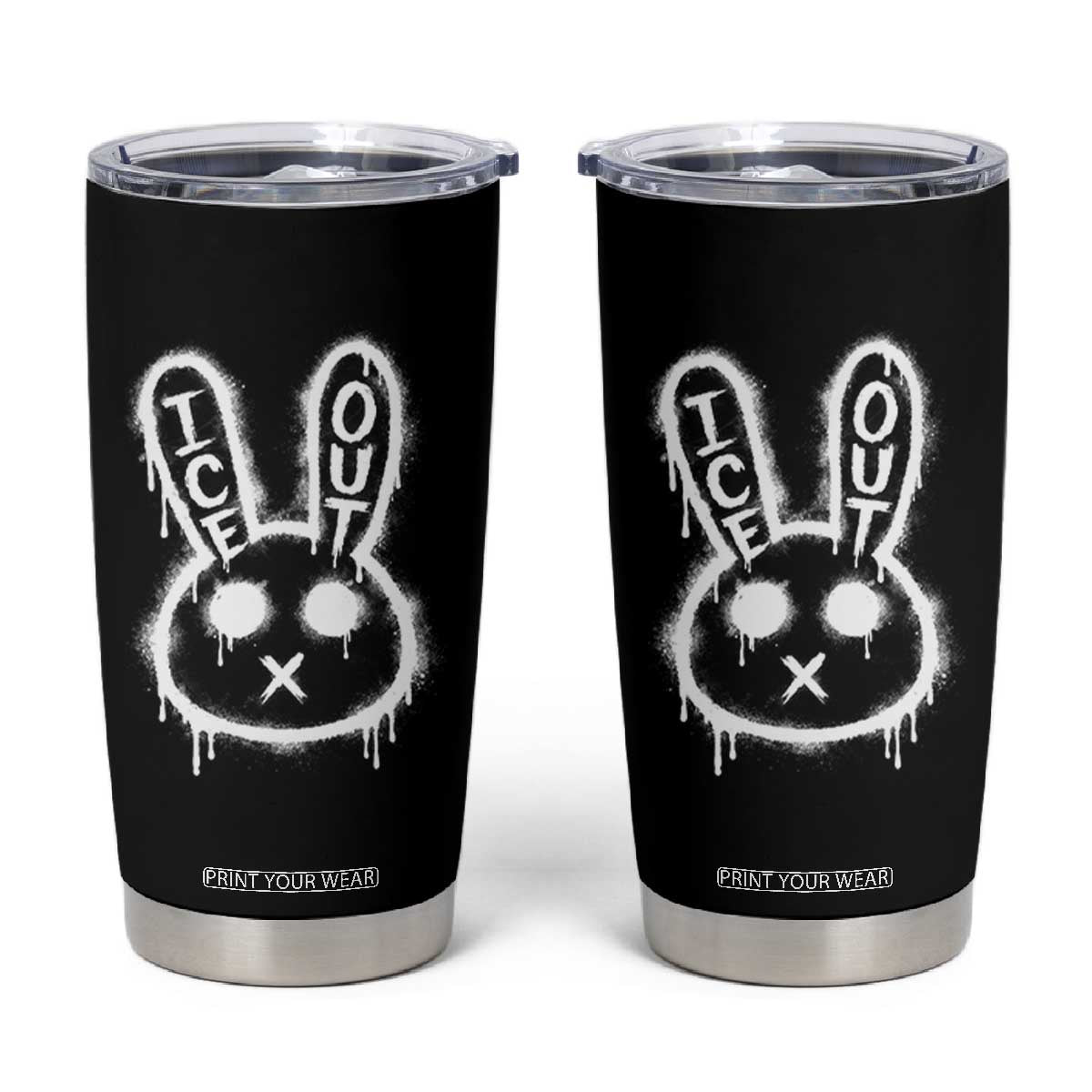 Cool Bunny Ice Out Tumbler Cup Graffiti Style Rabbit FDT Anti Immigration Enforcement TS10 Black Print Your Wear