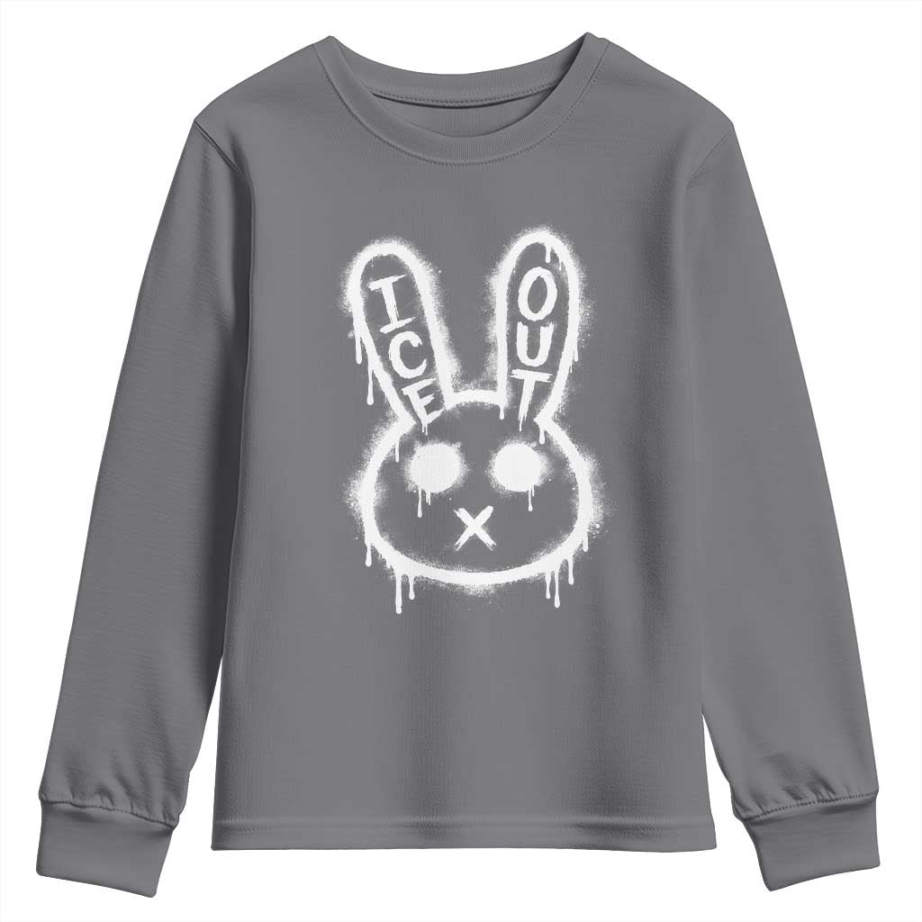 Cool Bunny Ice Out Youth Sweatshirt Graffiti Style Rabbit FDT Anti Immigration Enforcement TS10 Charcoal Print Your Wear