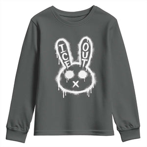 Cool Bunny Ice Out Youth Sweatshirt Graffiti Style Rabbit FDT Anti Immigration Enforcement TS10 Dark Heather Print Your Wear