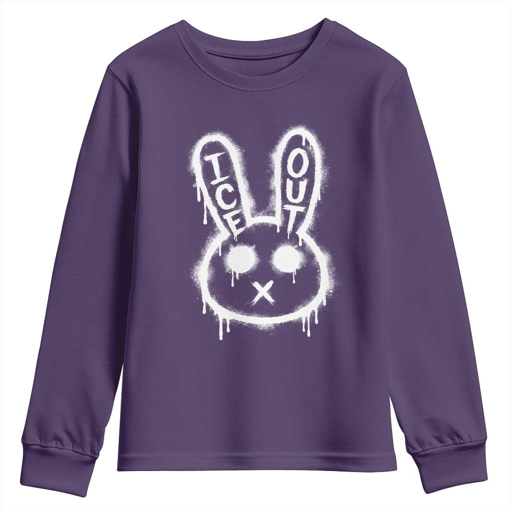 Cool Bunny Ice Out Youth Sweatshirt Graffiti Style Rabbit FDT Anti Immigration Enforcement TS10 Purple Print Your Wear