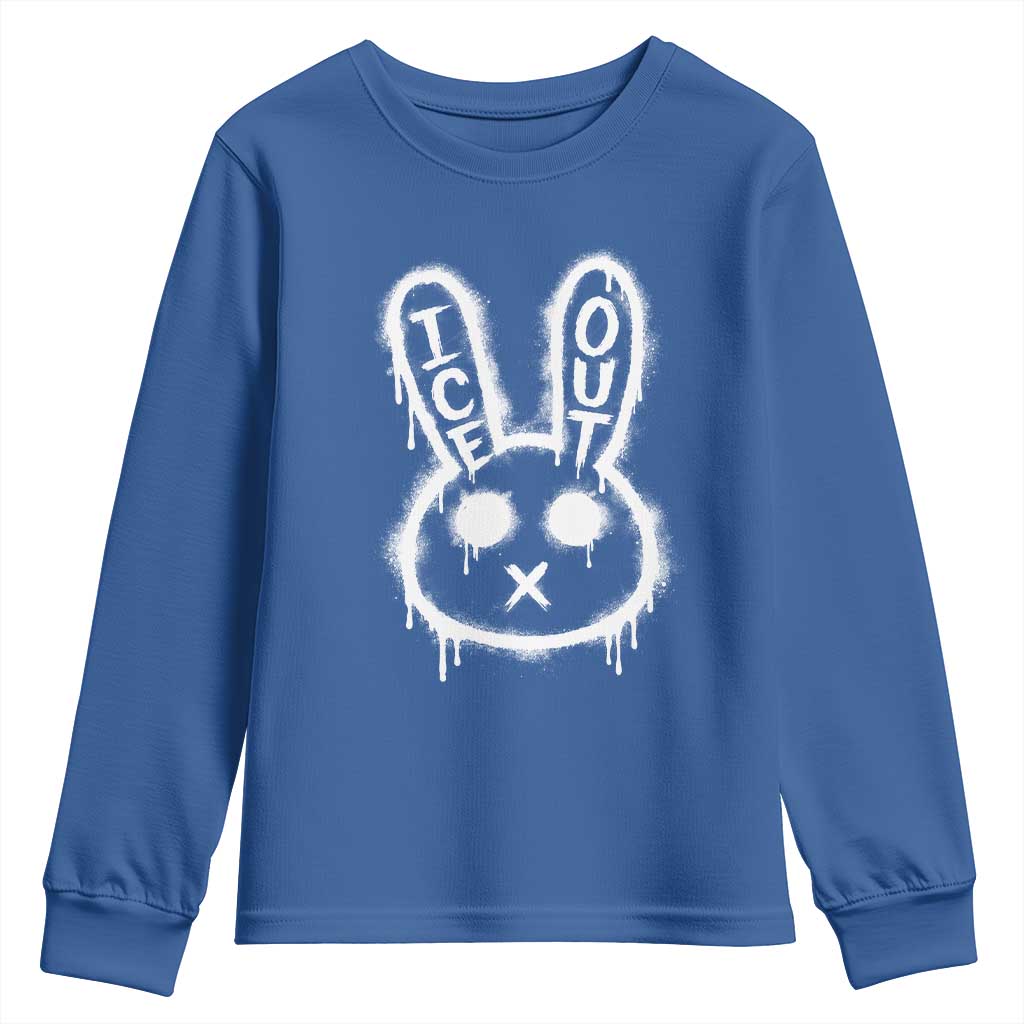 Cool Bunny Ice Out Youth Sweatshirt Graffiti Style Rabbit FDT Anti Immigration Enforcement TS10 Royal Blue Print Your Wear