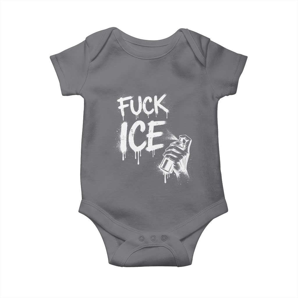 Fck Ice Baby Onesie Vintage Graffiti No Human is Illegal TS10 Charcoal Print Your Wear