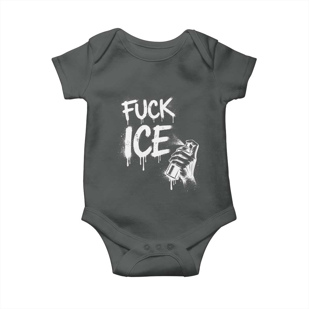 Fck Ice Baby Onesie Vintage Graffiti No Human is Illegal TS10 Dark Heather Print Your Wear