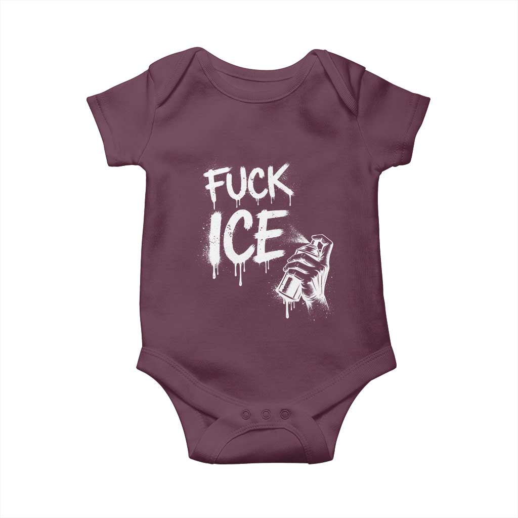 Fck Ice Baby Onesie Vintage Graffiti No Human is Illegal TS10 Maroon Print Your Wear