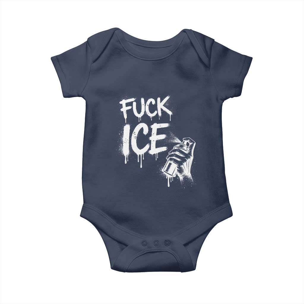 Fck Ice Baby Onesie Vintage Graffiti No Human is Illegal TS10 Navy Print Your Wear