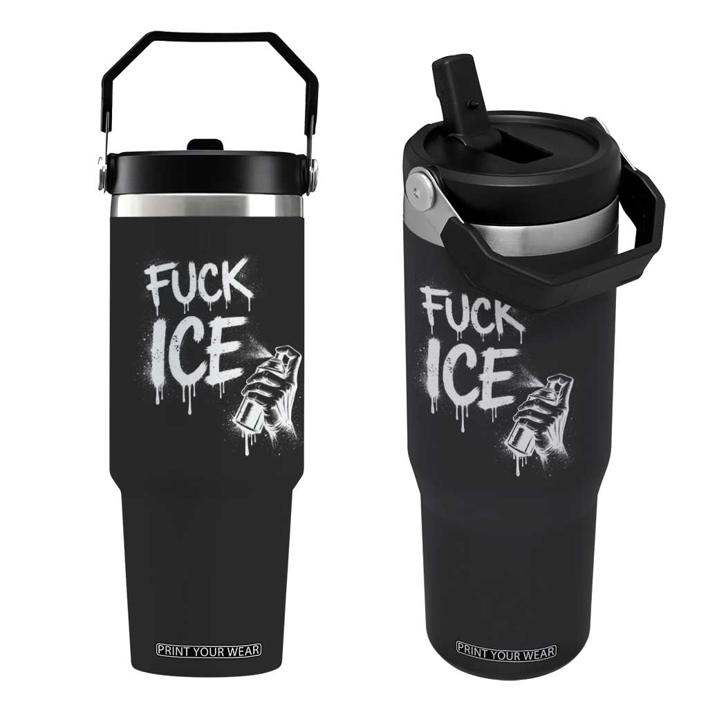 Fck Ice Flip Straw Tumbler Vintage Graffiti No Human is Illegal TS10 One Size: 30 oz Black Print Your Wear