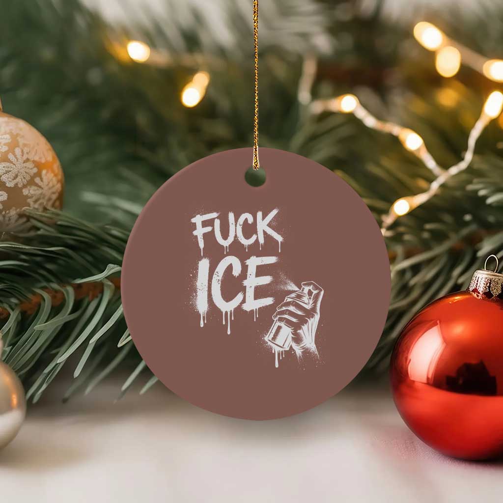 Fck Ice Ceramic Ornament Vintage Graffiti No Human is Illegal TS10 1pc Mocha Print Your Wear