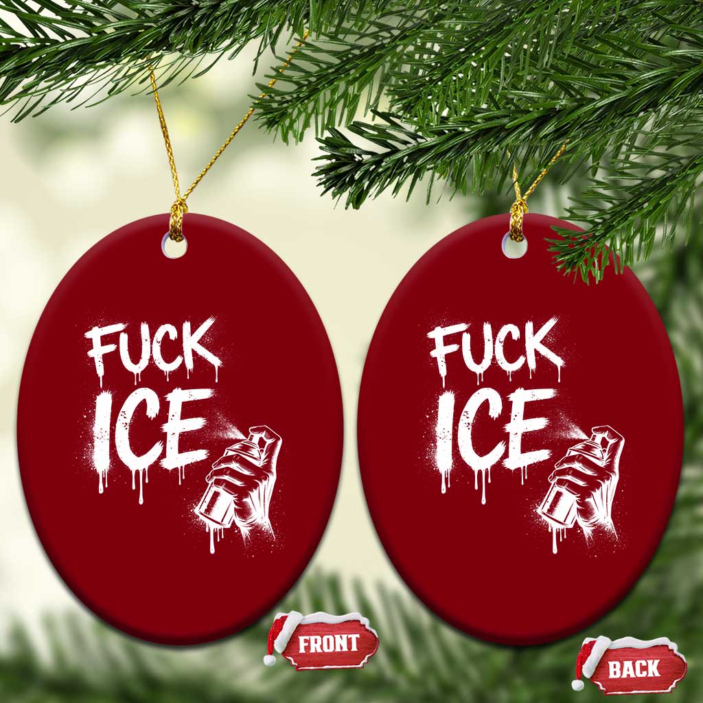 Fck Ice Ceramic Ornament Vintage Graffiti No Human is Illegal TS10 Print Your Wear