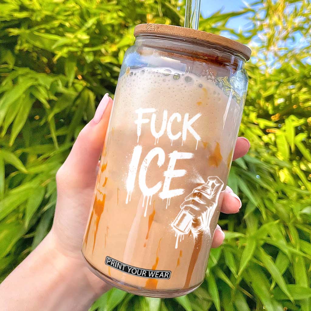 Fck Ice Glass Can Vintage Graffiti No Human is Illegal TS10 Black Print Your Wear