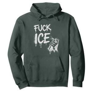 Fck Ice Hoodie Vintage Graffiti No Human is Illegal TS10 Dark Forest Green Print Your Wear