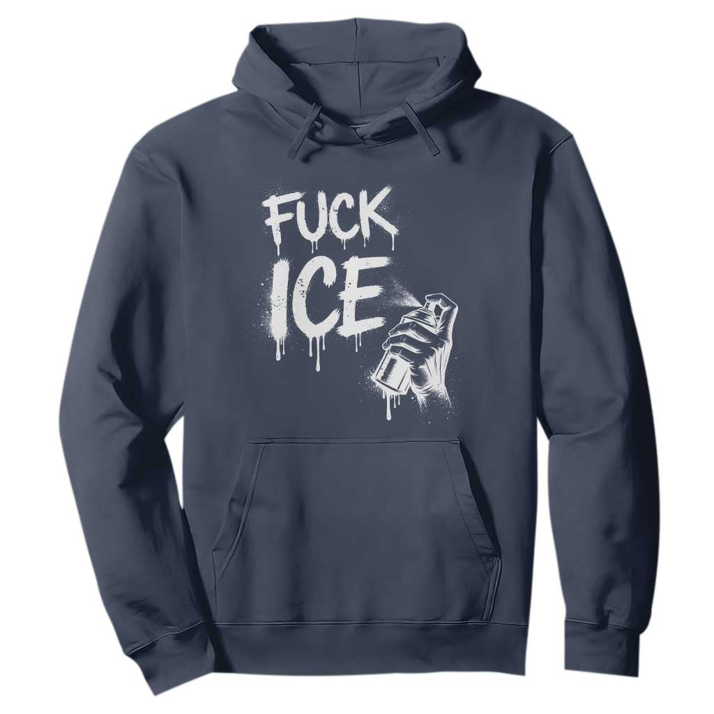 Fck Ice Hoodie Vintage Graffiti No Human is Illegal TS10 Navy Print Your Wear