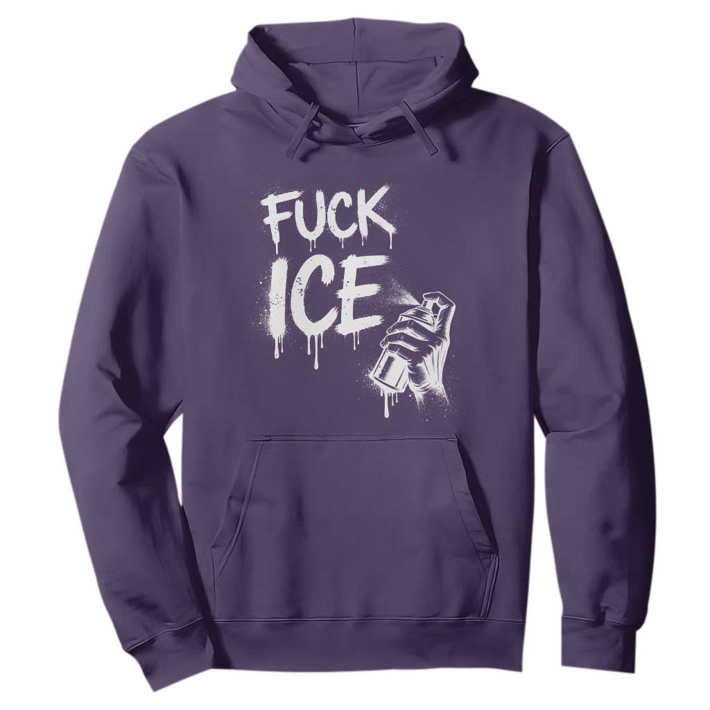 Fck Ice Hoodie Vintage Graffiti No Human is Illegal TS10 Purple Print Your Wear