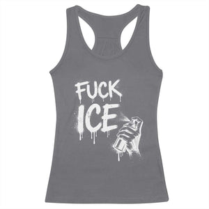 Fck Ice Racerback Tank Top Vintage Graffiti No Human is Illegal TS10 Charcoal Print Your Wear