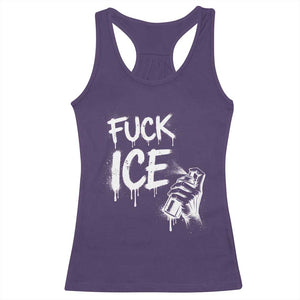 Fck Ice Racerback Tank Top Vintage Graffiti No Human is Illegal TS10 Purple Print Your Wear